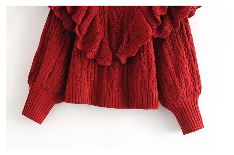 Versatile lace layered octet knit sweater  7455