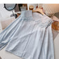 Baby collar lace edge solid color shirt slim long sleeve top  6385