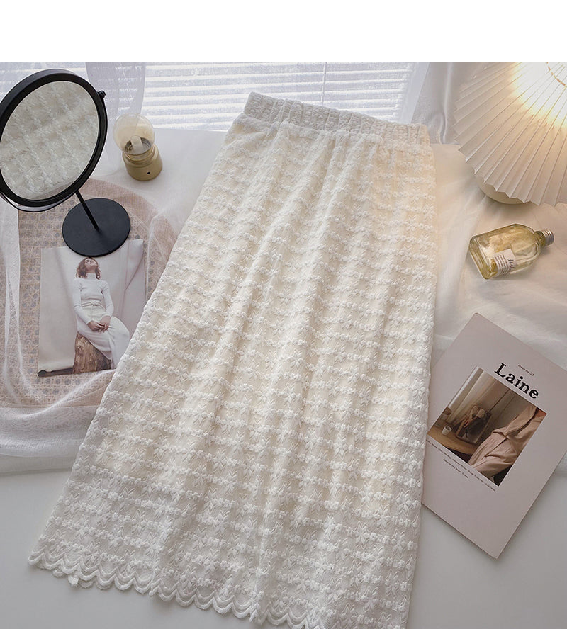 Sweet design super fairy lace high waist A-line skirt  5785
