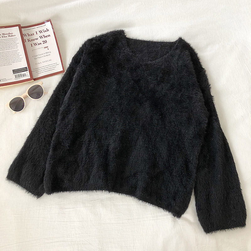 Soft wind solid loose Pullover Top  5834