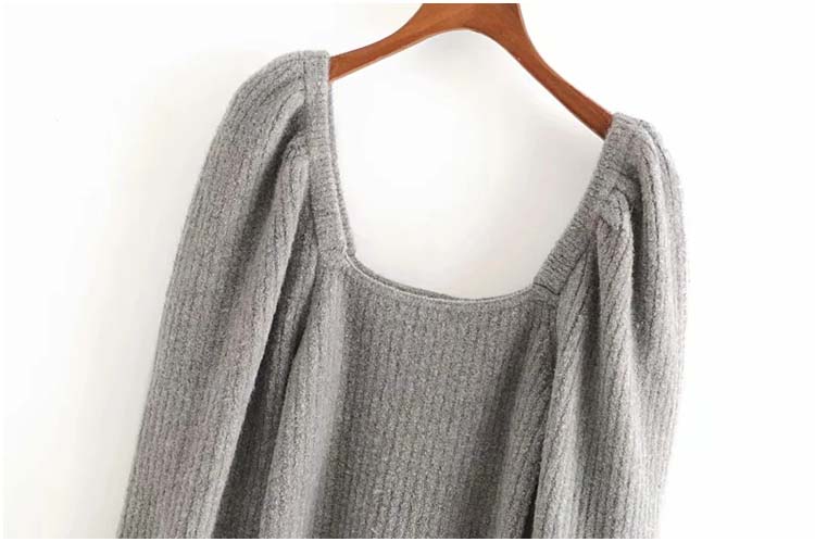 Lantern Sleeve exposed collarbone sweater sweater sweater top  7214