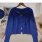 Cardigan knitted coat Long Sleeve hooded top  6547
