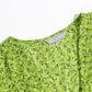 Vintage V-neck slim waist button floral print dress  7042
