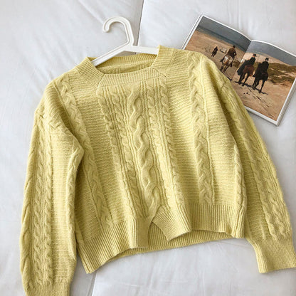 New Korean slim short loose small split twist sweater  5846