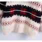 Lazy jacquard loose knit stitched Vintage sweater  7490