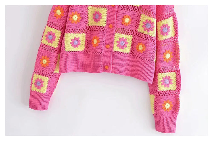 New Flower Crochet sweater cardigan jacket  7250