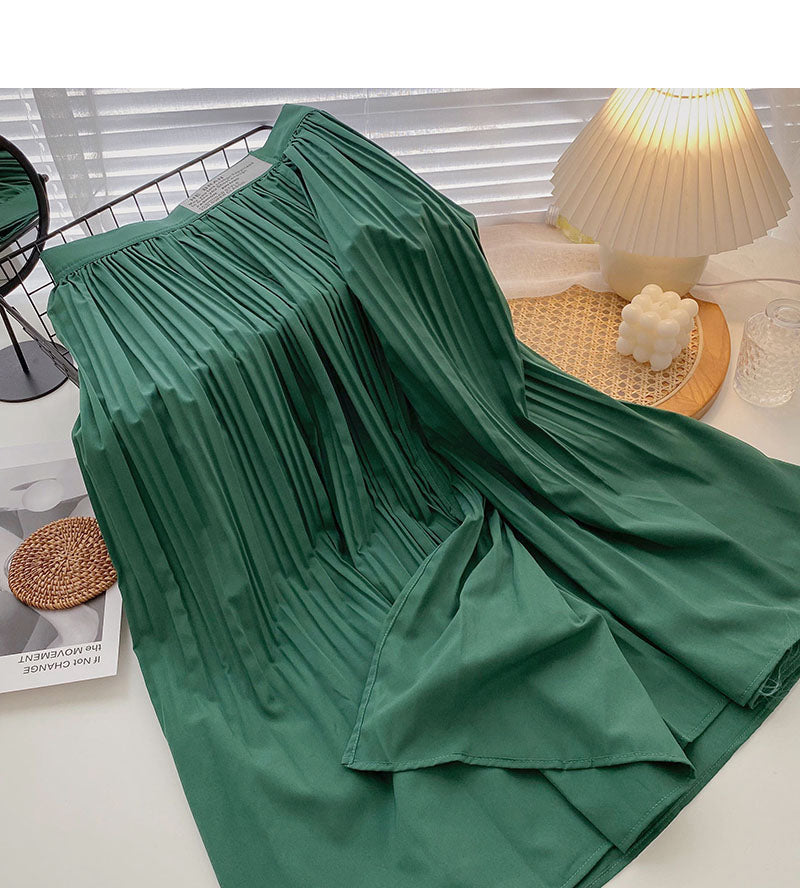 Korean version vertical pleats show thin temperament casual A-line skirt  5697