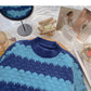 Lazy wind stripe color matching sweater is retro and simple  5992
