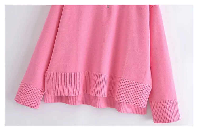 Einfacher und vielseitiger Pullover mit Stehkragen und Reißverschluss 7515