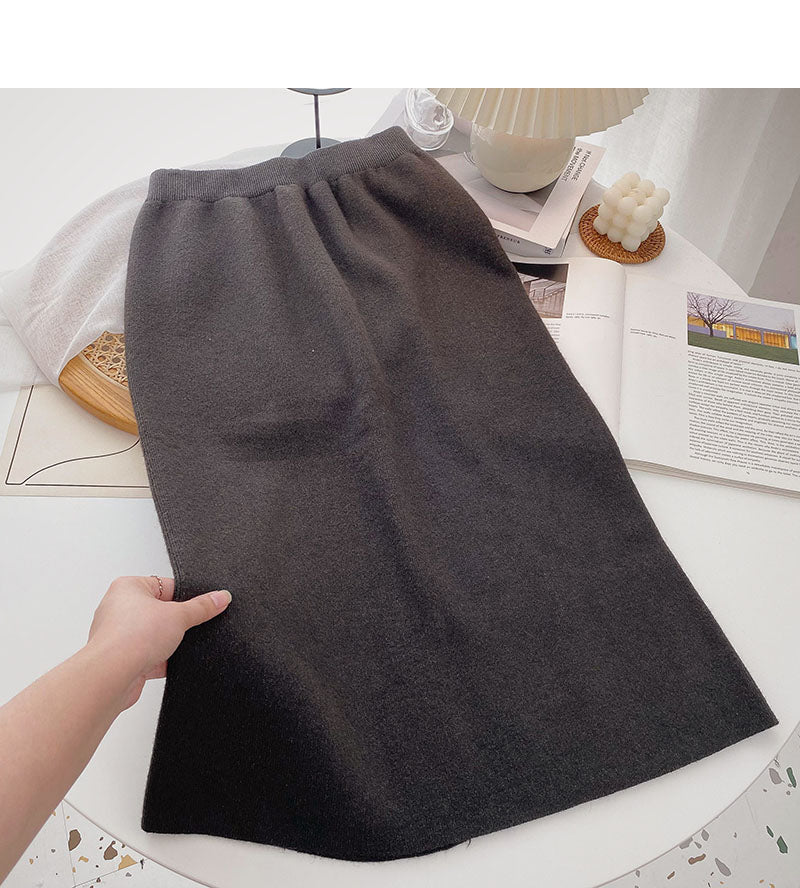 Small man, foreign style, versatile, high waist, back split A-line skirt  5754
