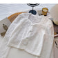 French small square collar lace shirt long sleeve short top fashion  6362