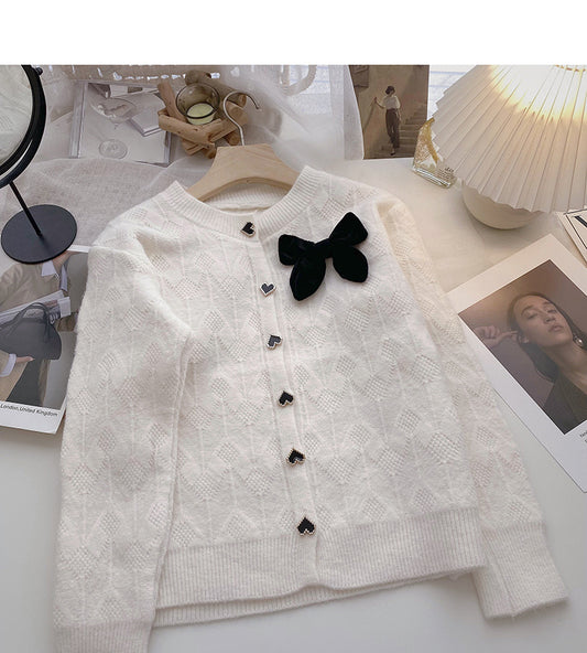 Single breasted Vintage crew neck sweater coat  6192