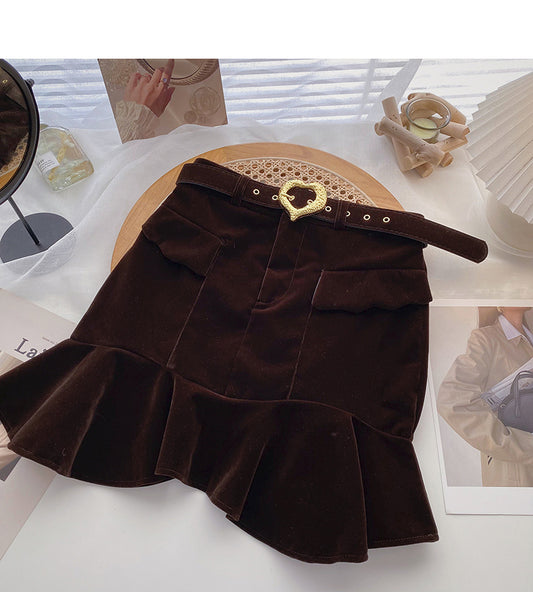 New fashion retro Hip Wrap Skirt with belt  5583