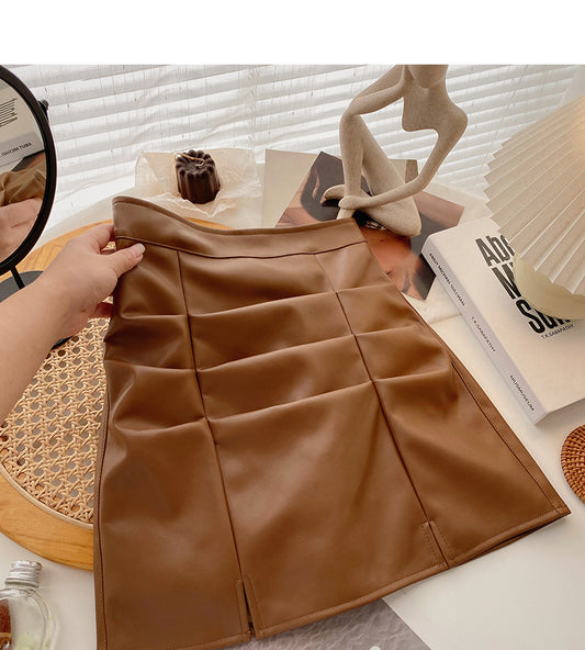 New Korean minority fashion pleated and split A-line skirt  5637