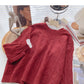 Vintage Lace Edge long sleeve Pullover thin loose top  6094