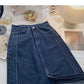 Vintage-Jeansrock im Port-Stil mit hoher Taille und geteilter Taille 5819