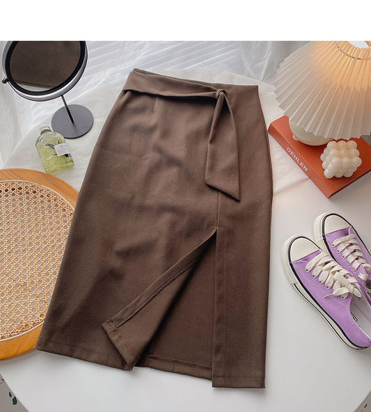 Split retro style thin skirt one step skirt  5705