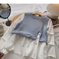 Korean version languid minority design stitched Long Sleeve Shirt  6324