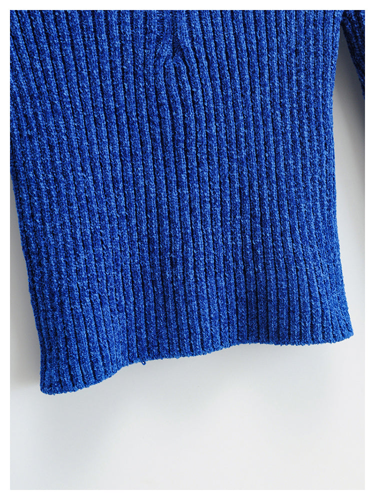 Solid color half high neck zipper design sweater  7175