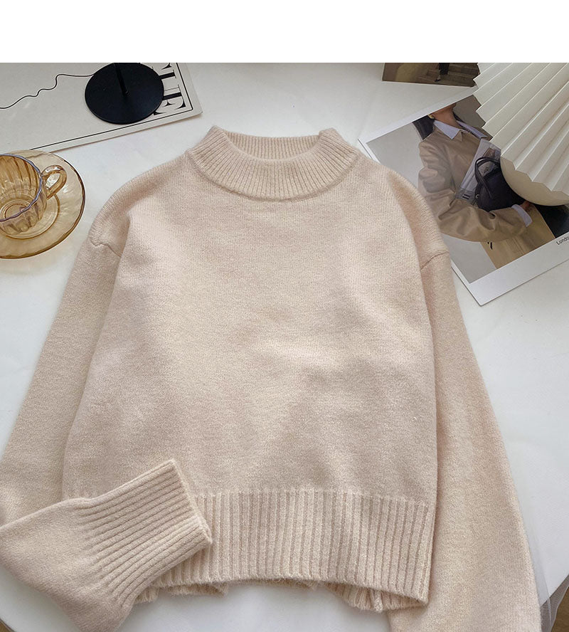 Solid color temperament sweater versatile long sleeve Pullover Top  6066