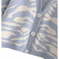 Versatile animal jacquard V-Neck long sleeve loose knit cardigan coat  7247