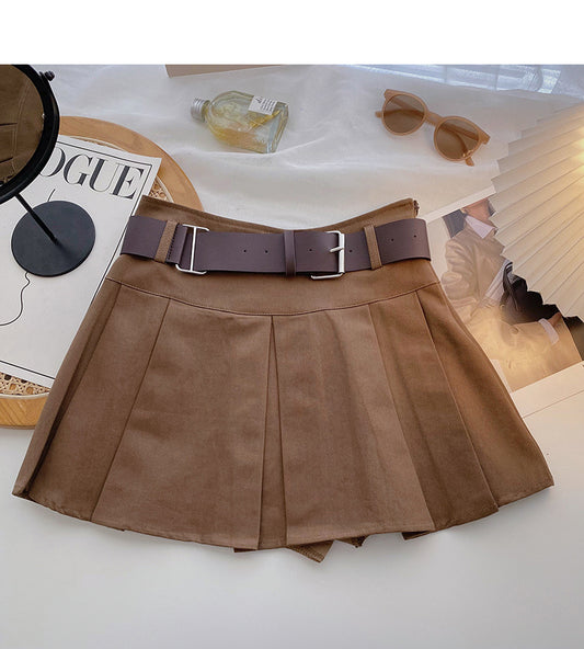 Versatile little high waist A-line umbrella skirt with belt  5607