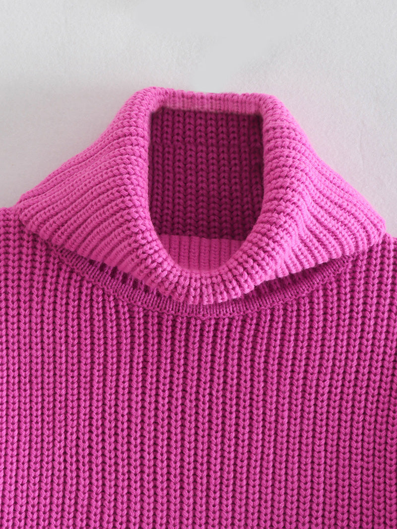 Versatile loose long sleeve stand neck sweater sweater sweater  7207