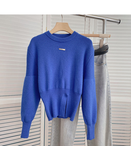 Niche design personalized split thin long sleeve top 6168