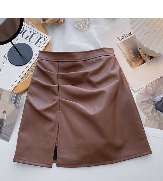 New Korean retro style slim pleated Hip Wrap Skirt  5574