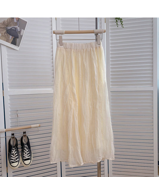 New Korean version super fairy foreign style solid color long skirt  5796