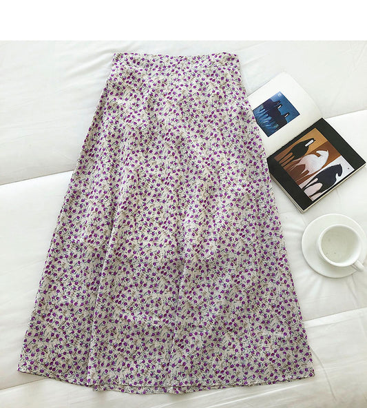 New small floral skirt Korean version slim high waist popular skirt  5686