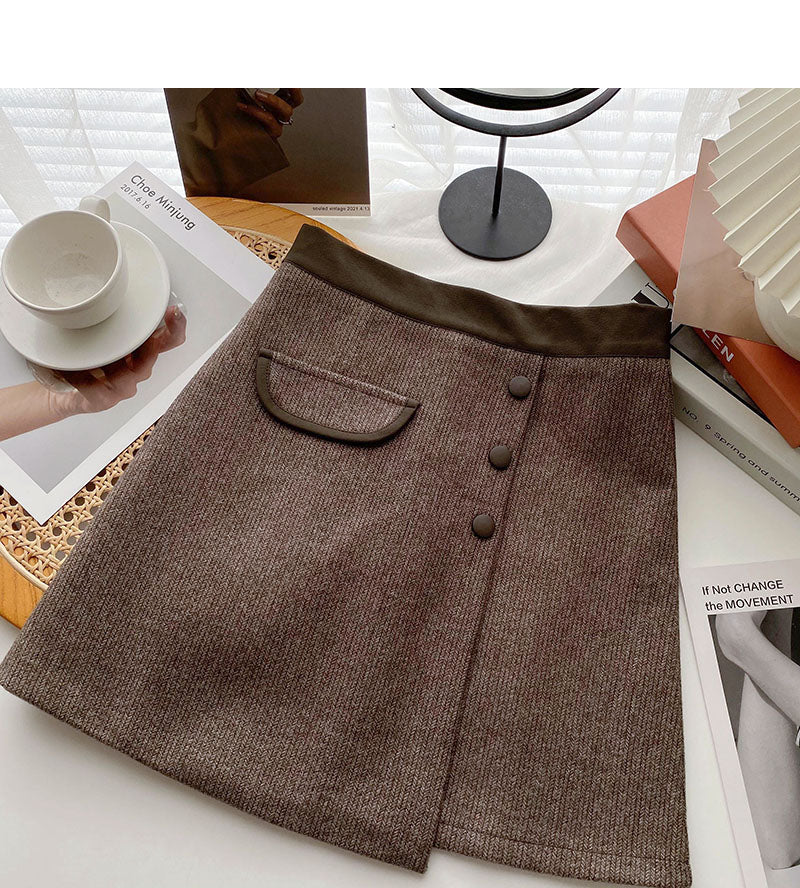 New Korean style personalized thin split high waist skirt  5544