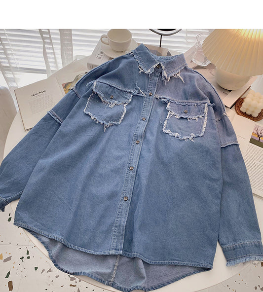 Manteau chemise à poche en laine, modèle à revers, femme 6321