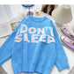 Versatile lazy personality letter flocking loose long sleeve Pullover Top  6008