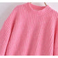 Versatile loose spike stitch short sweater  7506