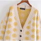 Girls' aging diamond jacquard V-Neck long sleeve high waist knitted cardigan  7157