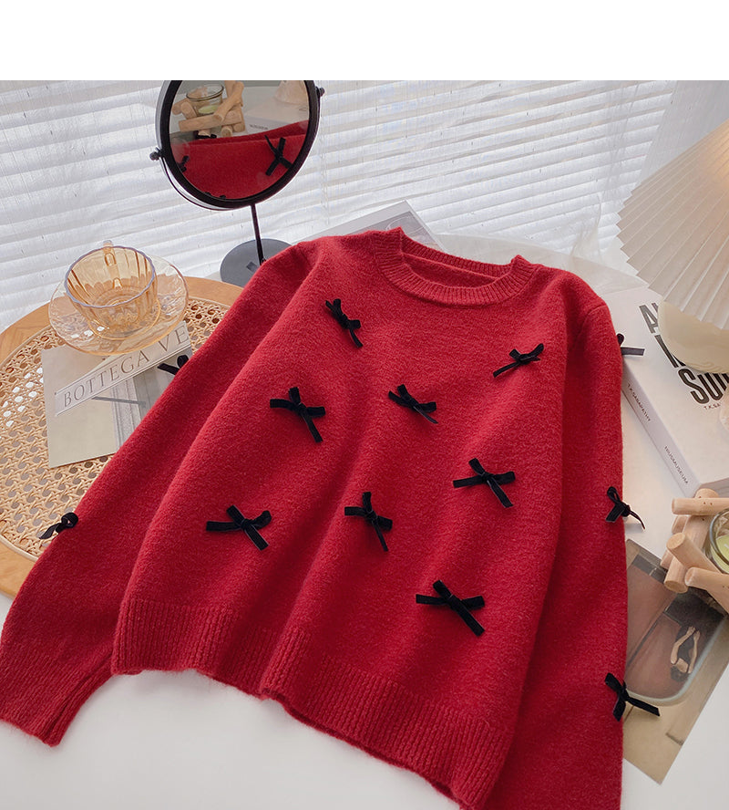 Long sleeved solid color Vintage sweater design feeling thin top  6185