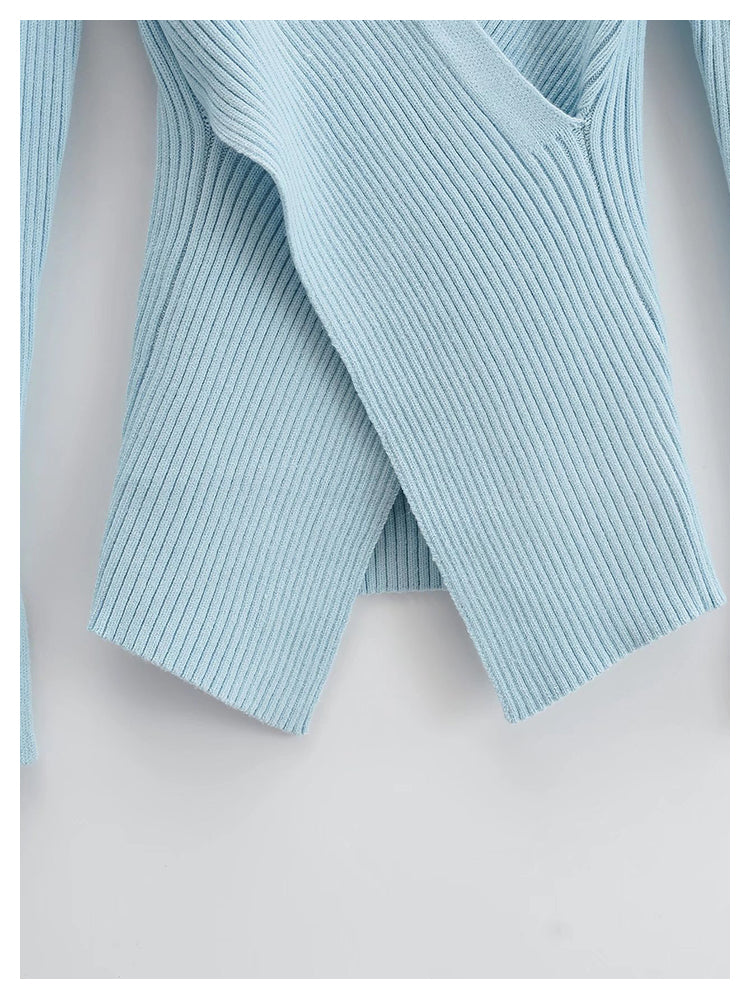 Vintage high street neck cross V-Neck Sweater  7202