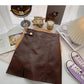 Korean solid color versatile fashion high waist PU leather bag hip skirt  5520