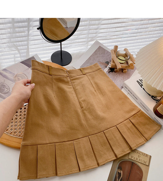 Korean short skirt with thin Ruffle hem and hip wrapped fishtail  5633