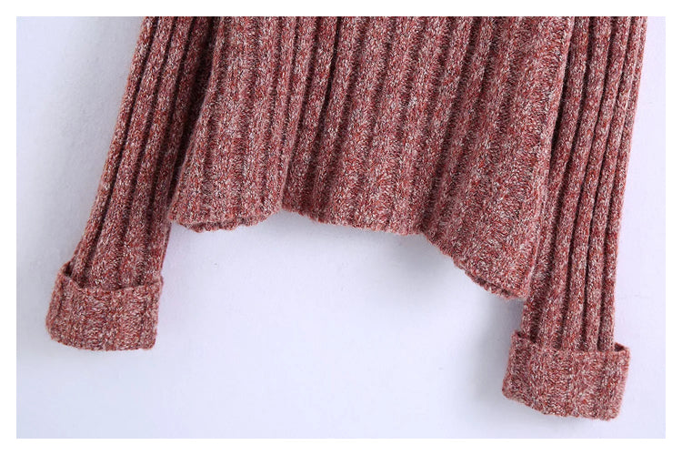 Loose pullover, lazy wind, high neck, inner lap sweater  7466