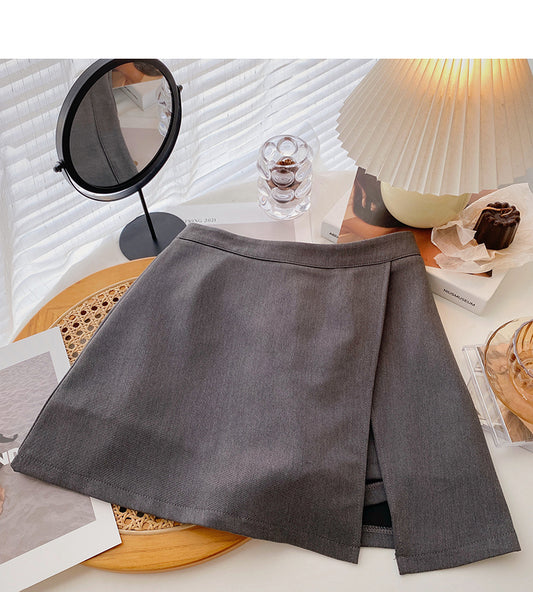 Korean solid color split light proof A-shaped skirt  5634