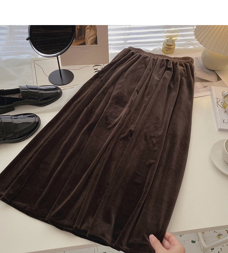Korean slim and versatile comfortable high waist A-line skirt  5743