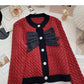 Bow knot small fragrance round neck color matching twist sweater  6064