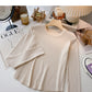 Knit bottomed shirt slim fit short versatile casual long sleeve top  6619