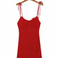 Neckline short large leak back waist strap dress  7085