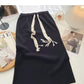 Versatile pop drawstring high waist split A-line skirt  5794