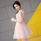 Cute pink lace short prom dress,pink evening dress,homecoming dresses  7109