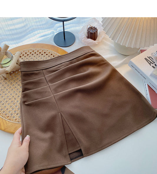 Design sense fashion thin and small split A-line skirt  5545