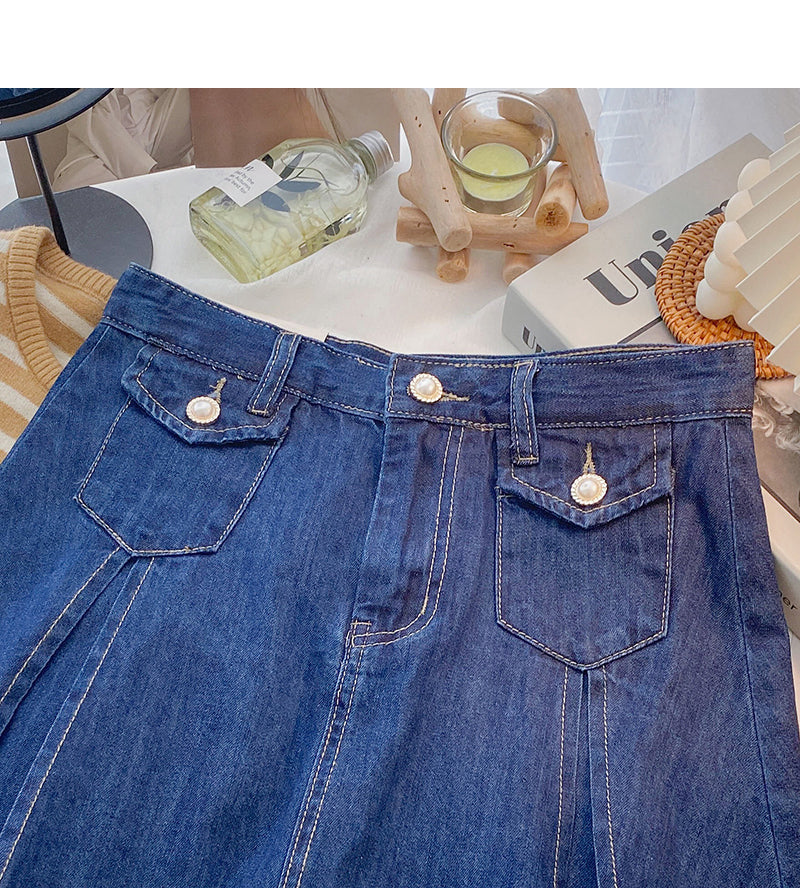 New Korean casual versatile high waist A-line short skirt trend  5585